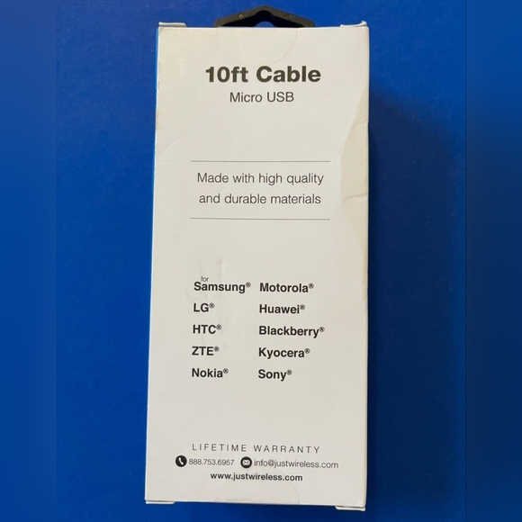 10FT Just Wireless Micro USB Charging Cable (BLACK) - Picture 2 of 3